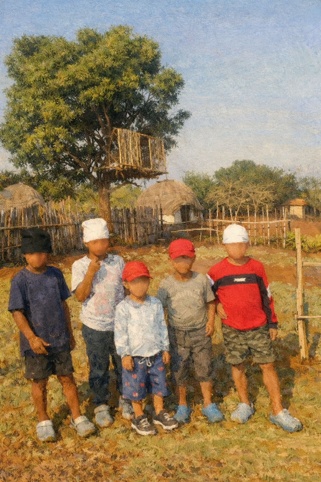 Children wearing new clothes