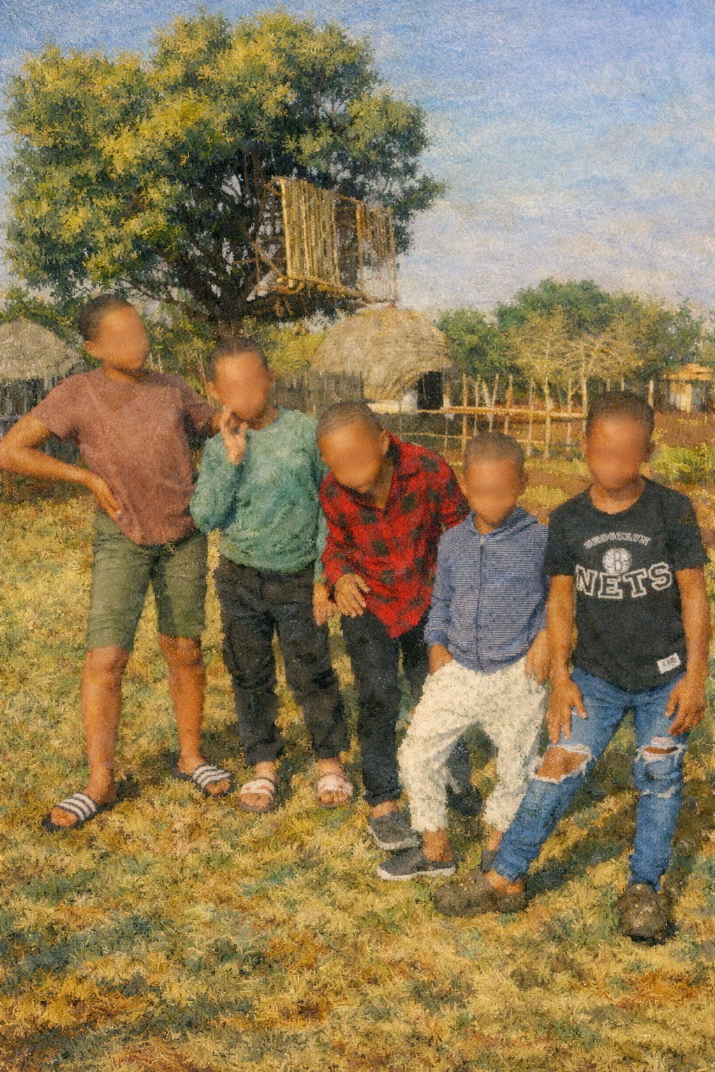 Children in new clothes
